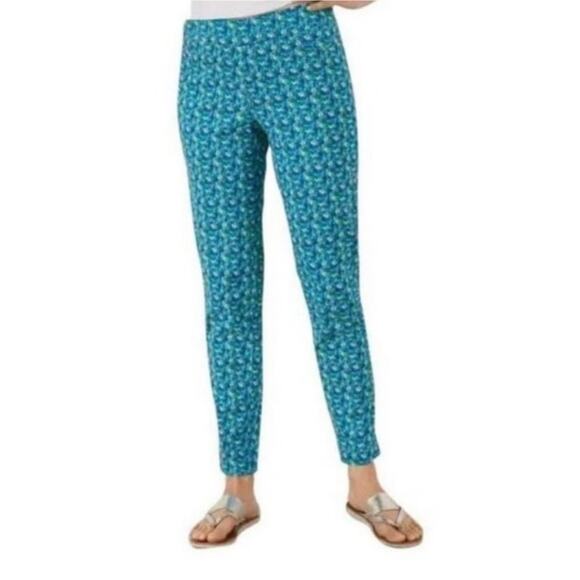 Soft Surroundings Blue Floral High Rise Pants Large - Picture 1 of 7